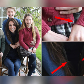 Foto publicada por los príncipes de Gales junto a las dos manipulaciones más evidentes. - X