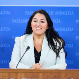 La portavoz adjunta del Grupo Por Andalucía, Alejandra Duran, que defendió la retirada de los nombres franquistas de los colegios públicos.