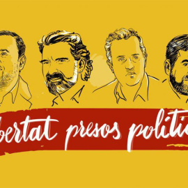Les organitzacions sobiranistes ja distribueixen un nou cartell de solidaritat amb els empresonats