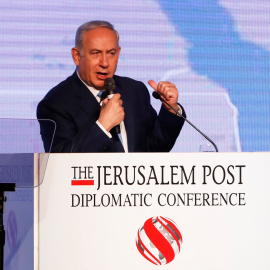 El primer ministro de Israel, Benjamin Netanyahu, en una conferencia organizada por 'The Jerusalem Post'. REUTERS/Ronen Zvulun