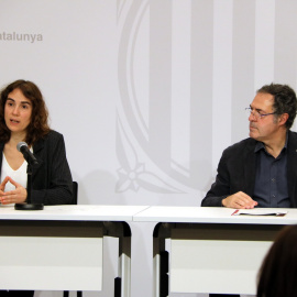 La consellera Ubasart i el secretari de Messures Penals, Amand Calderó, en roda de premsa