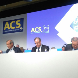 Florentino Pérez en la junta de accionistas de ACS. E.P.