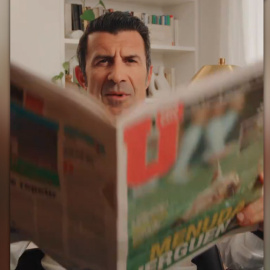 Captura del anuncio de Luis Figo con el que Gabriel Rufián ha bromeado.