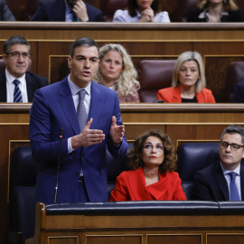 El presidente del Gobierno, Pedro Sánchez, interviene durante la sesión de control al Gobierno este miércoles en el Congreso de los Diputados