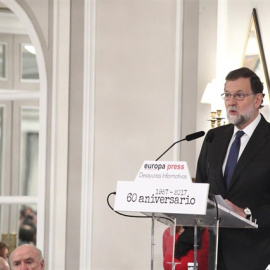 El presidente del Gobierno, Mariano Rajoy, en un desayuno informativo celebrado por el 60 aniversario de la agencia Europa Press. EP
