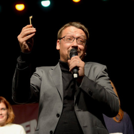 El candidat de Catalunya en Comú-Podem, Xavier Domènech, en un acte de campanya. /Catalunya en Comú-Podem.