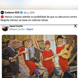 Un tuitero reacciona a una noticia sobre la denuncia de Manos Limpias a Begoña Gómez.-