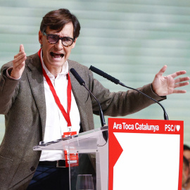 El primer secretario del PSC, Salvador Illa, interviene en la clausura del XV Congreso de los socialistas catalanes, a 17 de marzo de 2024.