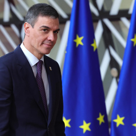 El presidente del Gobierno, Pedro Sánchez, a su llegada al Consejo Europea de Bruselas.