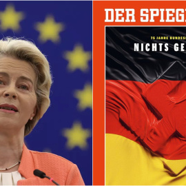 Ursula von der Leyen (izq) y la portada de Der Spiegel 'Nicht gelernt?' (dcha).- EFE/Der Spiegel/Público