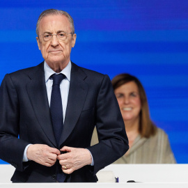 El presidente del grupo ACS, Florentino Pérez, durante la junta de accionistas del grupo de 2023, en Madrid. E.P./Eduardo Parra