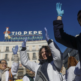 Marcha llevada a cabo por los médicos y pediatras de Atención Primaria este miércoles en Madrid