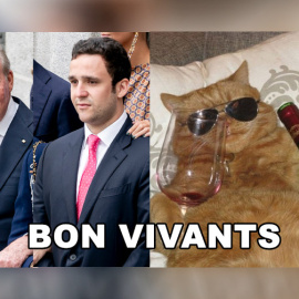 Fotomontaje con dos imágenes de archivo de Juan Carlos I y Froilán, y a la derecha un tercer vividor.