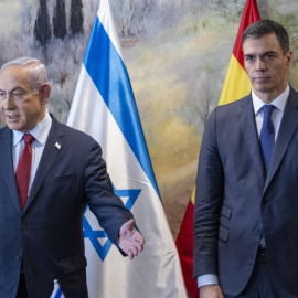 El primer ministro de Israel, Benjamín Netanyahu, junto al presidente del Gobierno, Pedro Sánchez, durante un encuentro en Jerusalén, a 23 de noviembre de 2023.