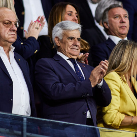 Pedro Rocha, en el palco, durante el España-Chipre.