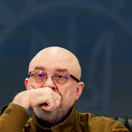El ministro de Defensa de Ucrania, Oleksii Reznikov, durante una conferencia de prensa en Kiev el 5 de febrero de 2023.