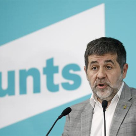 El secretario general de JxCat, Jordi Sànchez, durante una rueda de prensa en la sede de JxCat en Barcelona-