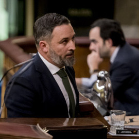 24/1/2023 El líder de Vox, Santiago Abascal, durante una sesión plenaria en el Congreso de los Diputados, a 24 de enero de 2023, en Madrid (España).