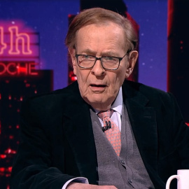 El veterano economista y político Ramón Tamames durante su intervención en el Canal 24 horas de TVE.