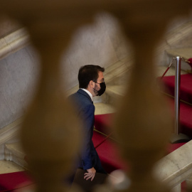 El vicepresidente de la Generalitat en funciones y candidato de ERC a la presidencia de la Generalitat de Catalunya, Pere Aragonès, a su llegada a la segunda sesión del debate de investidur , en el Parlament. E.P./David Zorrakino