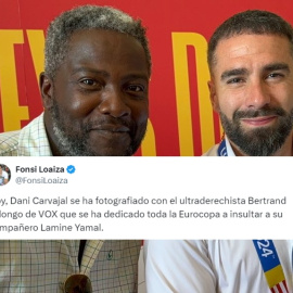 Collage con la imagen de Dani Carvajal y Bertrand Ndongo de VOX