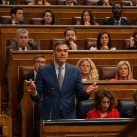 El presidente del Gobierno, Pedro Sánchez, interviene durante una sesión de control al Gobierno, en el Congreso de los Diputados, a 20 de marzo de 2024