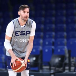 Rudy Fernández con la Selección Nacional Masculina de Baloncesto de España antes de los Juegos Olímpicos de París en el WiZink Center el 22 de julio de 2024. - EP