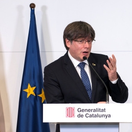 Carles Puidgemont en una rueda de prensa en Barcelona a 09/10/2020.