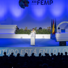 La ministra Portavoz del Gobierno en funciones, Isabel Rodríguez interviene en el congreso de la Femp en Madrid, a 23 de septiembre de 2023.