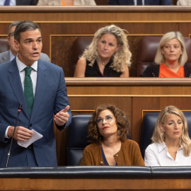 Pedro Sánchez, durante la sesión de control al Gobierno celebrada en el Congreso este miércoles.