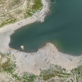 Vista aérea del pantano Darnius-Boadella, a 30 de julio de 2023, en Darnius, Girona, Catalunya