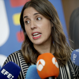 La ministra de Igualdad en funciones, Irene Montero, hace declaraciones desde Bruselas, donde hoy se presentan en el Parlamento Europeo (PE) las prioridades de la presidencia española del Consejo de la Unión Europea.