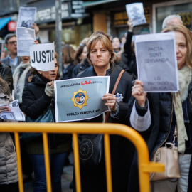 Los Letrados en huelga se manifiestan durante la reunión con el Ministerio de Justicia, a 16 de febrero de 2023.
