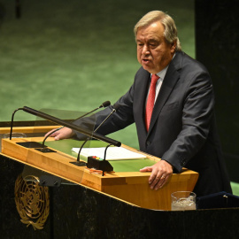 El Secretario General de la ONU, António Guterres, en la 78º sesión de la Asamblea General celebrada en Nueva York, a 19 de septiembre de 2023.