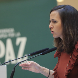 La minsitra Ione Belarra durante la III Conferencia por la Paz en Madrid