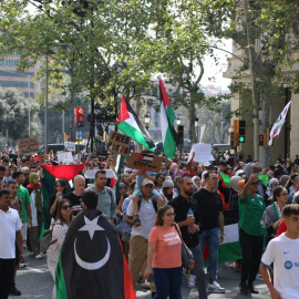 14/10/2023 - La manifestació d'aquest dissabte a Barcelona en suport de Palestina.
