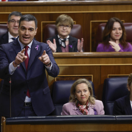 El presidente del Gobierno, Pedro Sánchez, interviene en la sesión de control al Ejecutivo en el Congreso, a 8 de marzo de 2023.