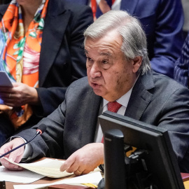 El secretario general de la ONU, Antonio Guterres, durante la reunión del Consejo de Seguridad, este 24 de octubre de 2023 en Nueva York.