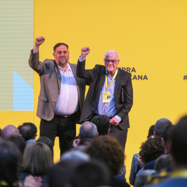 L'alcaldable per Barcelona d'ERC, Ernest Maragall, amb el president del partit, Oriol Junqueras.