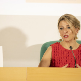 La vicepresidenta segunda del Gobierno y ministra de Trabajo y Economía Social, Yolanda Díaz, durante su participación en un encuentro del Festival de Cine de Málaga.