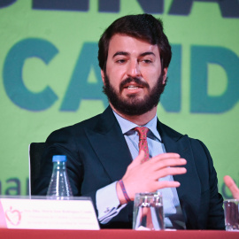 El vicepresidente de la Junta de Castilla y León, Juan García-Gallardo, en su intervención en en el acto inaugural de la VII Semana de Formación 'Enseñar Educando'.