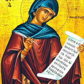 19/05/2023 -  Icono antiguo representando a Santa Kassiana, o Kassia, poetisa y compositora del Siglo VIII en Bizancio.