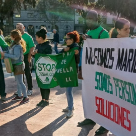Fotografía de archivo de una concentración de la PAH en Barcelona por el derecho a la vivienda.