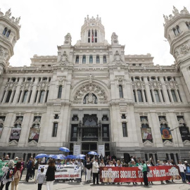 Manifestación de la Marea Verde de Madrid en defensa de “derechos sociales y servicios públicos de calidad” frente al Ayuntamiento de Madrid, este sábado 20 de mayo de 2023.