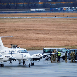 05/02/2022 Uno de los aviones estadounidenses que han llegado al aeropuerto polaco de Jasionka