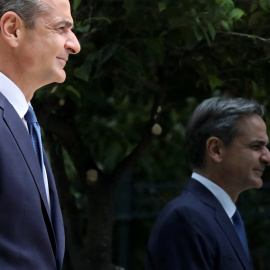 El primer ministro griego, Kyriakos Mitsotakis, en el Palacio Presidencial, tras recibir el mandato oficial para tratar de formar un gobierno de coalición después de las elecciones generales, en Atenas, a 22 de mayo de 2023.