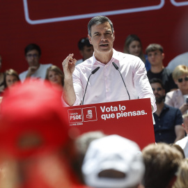 El secretario general del PSOE y presidente del Gobierno, Pedro Sánchez, interviene en un mitin hace dos días.
