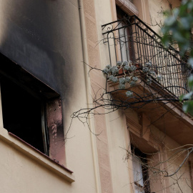 Ventanas del Hotel Coronado de Nou de la Rambla de Barcelona, donde se ha producido un incendio