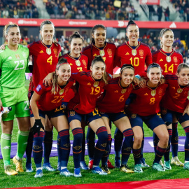 La selección española de fútbol, durante el partido contra Italia, en Pontevedra, a 1 de diciembre de 2023.