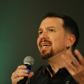 Pablo Iglesias, durante una alocución en la Feria Internacional del Libro de Guadalajara, México, a 2 de diciembre de 2023.